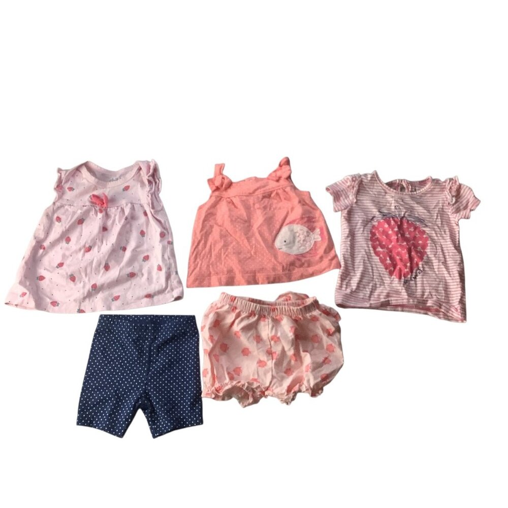 Child Of Mine By Carters Girls 5 Pc Lot Tops &‎ Bottoms Sizes 0-3M & 3-6M